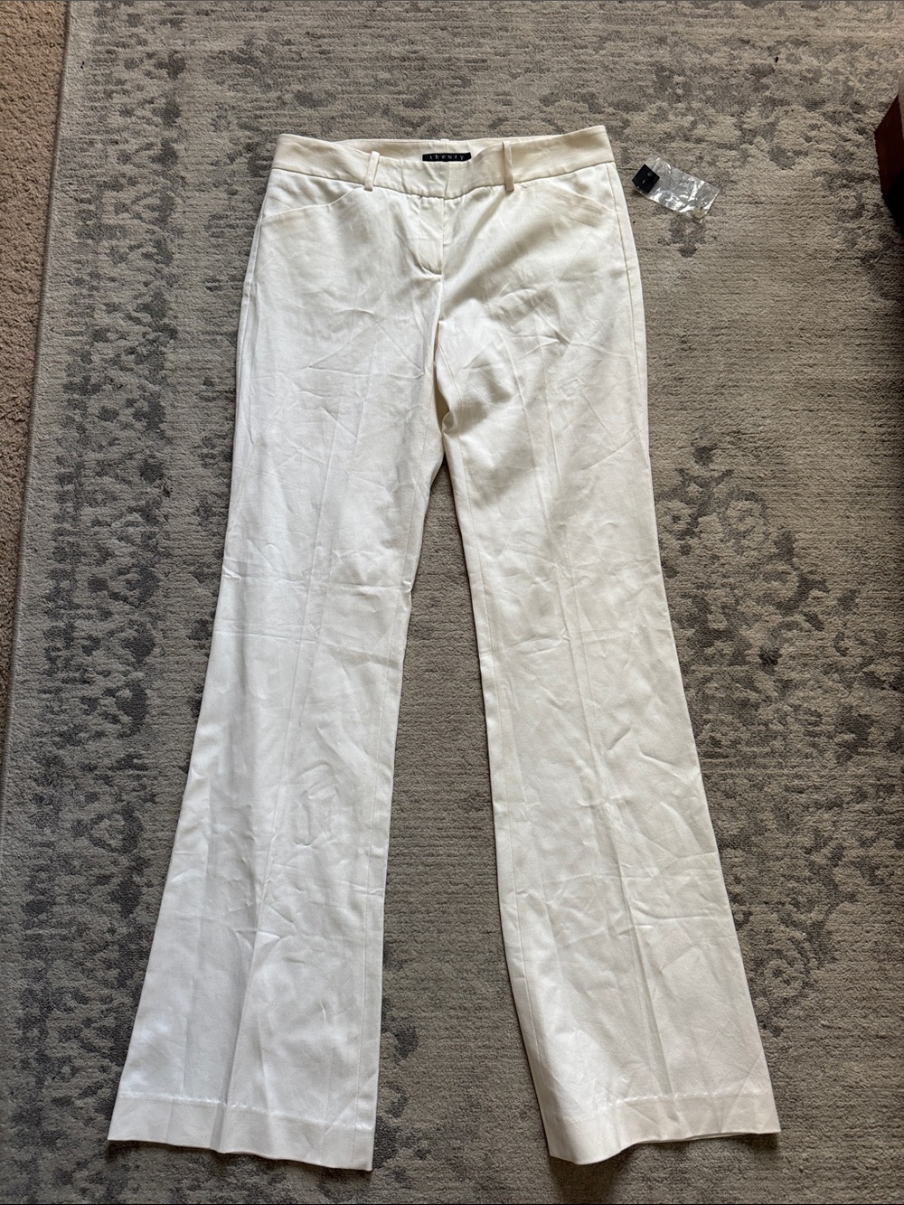 Theory Cream Boot Cut Cotton Blend Pants